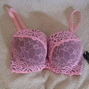 NWT Youmita Lacey Bra Pink/Black 34DD